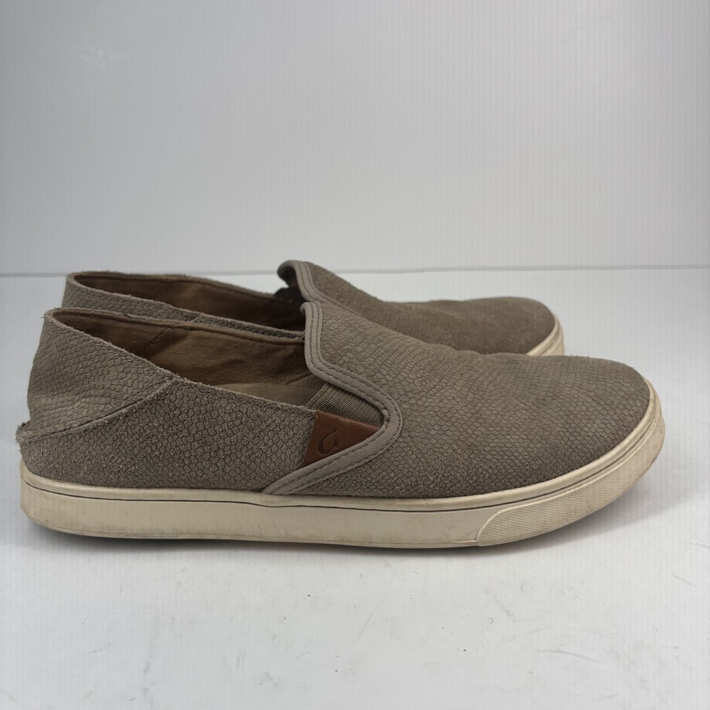 Olukai‎ Pehuea Women's US 8 Taupe Snake-Embossed Leather Slip-On Loafer Shoes - Picture 10 of 16